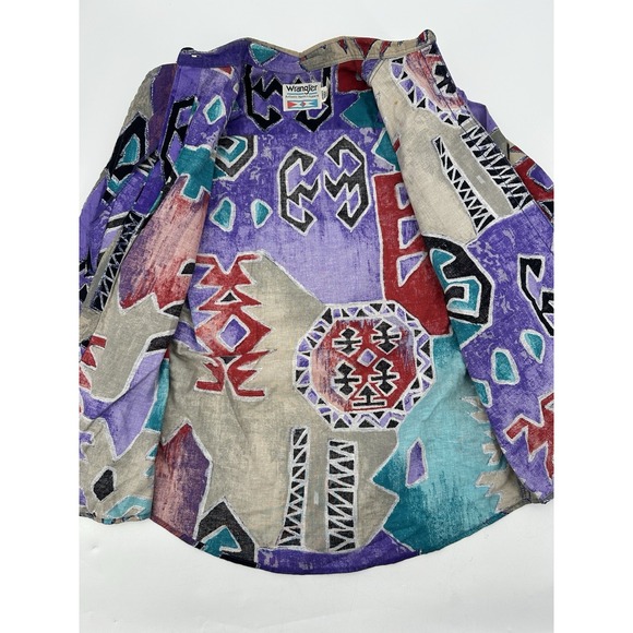 VTG 80s WRANGLER Women's L Western Shirt Aztec Abstract Southwest Print - Picture 3 of 7